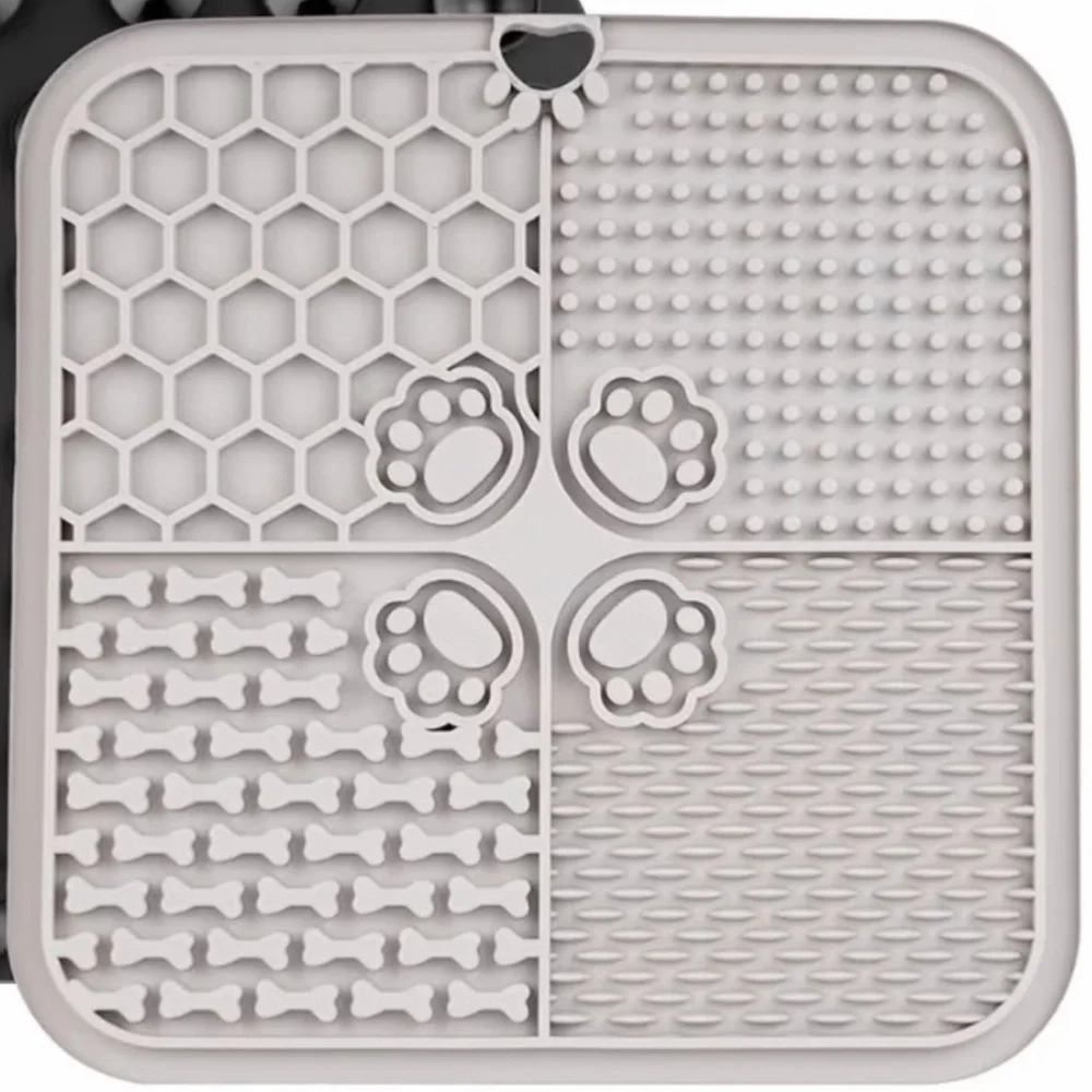 New Gray Silicone Pet Slow Feeder & Enrichment Lick Mat with Suction Cups